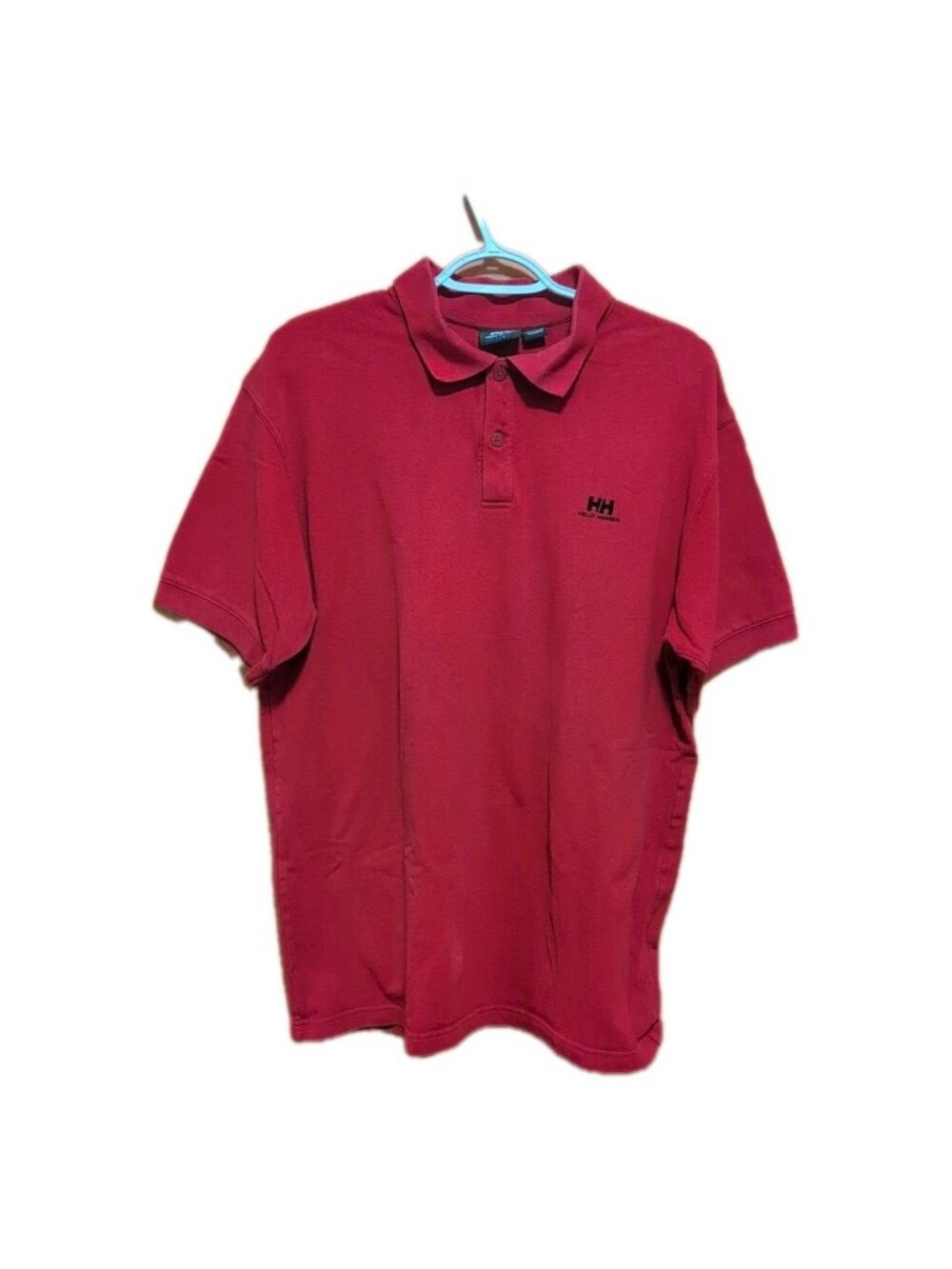 Helly Hansen Shirt Men's L Red Short Sleeve Polo Solid Cotton Casual
